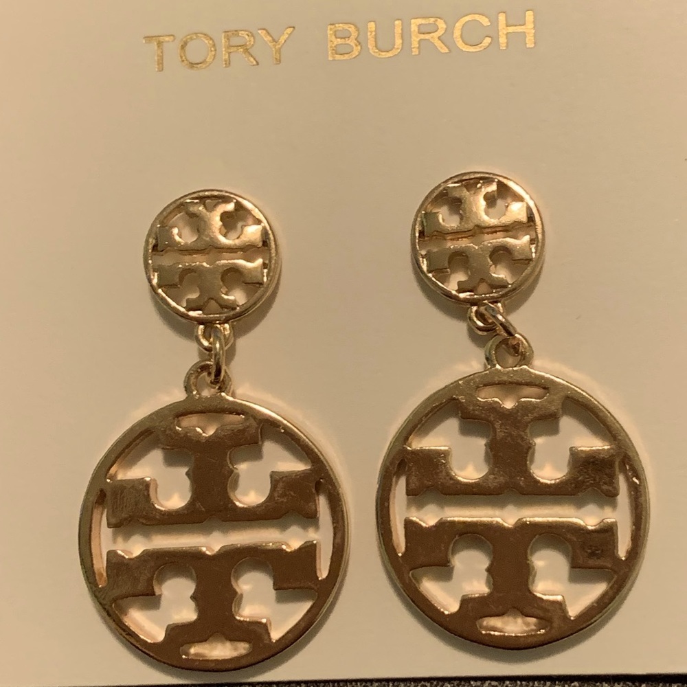 Tory Burch 🌺Rare🌺 golden Miller double T logo drop earrings